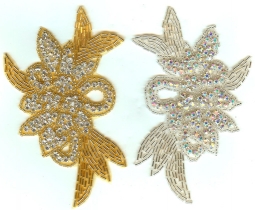 1197 Austrian Crystal Iron On Rhinestone Applique Pair 3.5x5.5"